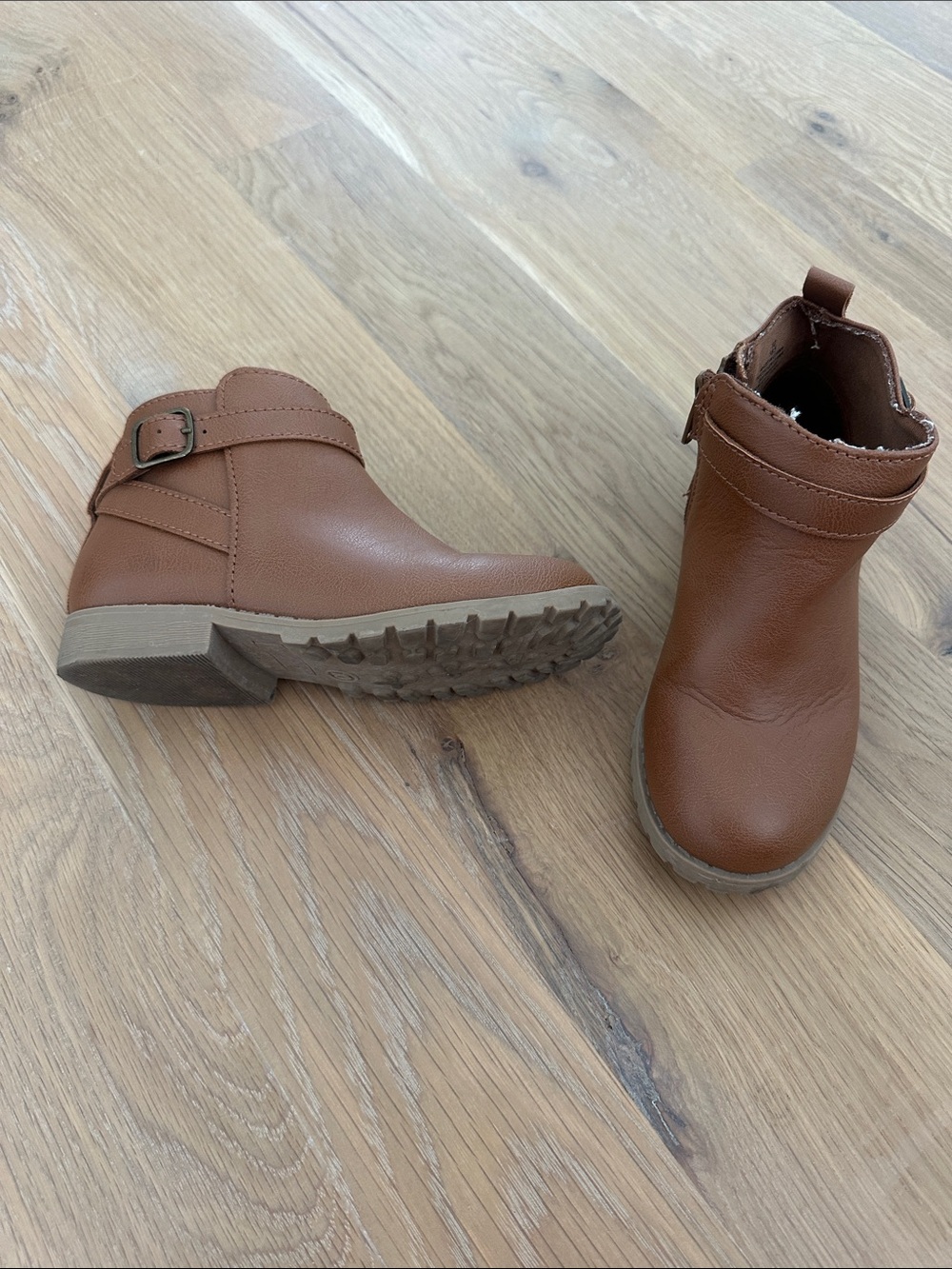 Old Navy Kids Tan Brown Ankle Boots with Buckle